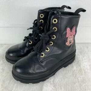 H&M Minnie Mouse Lined Black Boots Girls Size 11